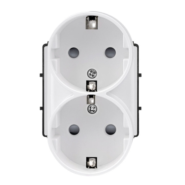 ELEMENT DOUBLE GERMAN SOCKET 16A, WHITE                                                                                                                                                                                                                        