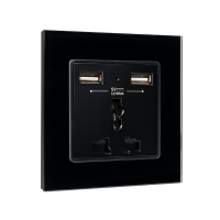 MULTI-FUNCT. SOCKET 16A WITH 2XUSB GLASS FRAME BL                                                                                                                                                                                                              