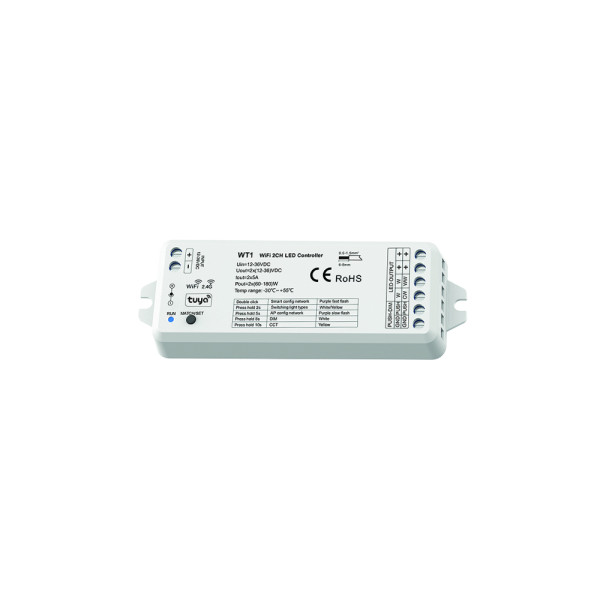 WT1 2 CHANNELS TUYA WI-FI & RF CONTROLLER                                                                                                                                                                                                                      