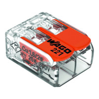 WAGO 221 CONNECTOR, 2 CONDUCTORS 0,02-4 MM2                                                                                                                                                                                                                    