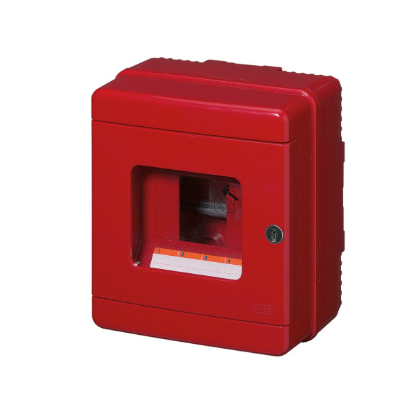 EC640 SURFACE ENCLOSURE 4 MOD.(1X4) +LOCK IP65 RED                                                                                                                                                                                                             