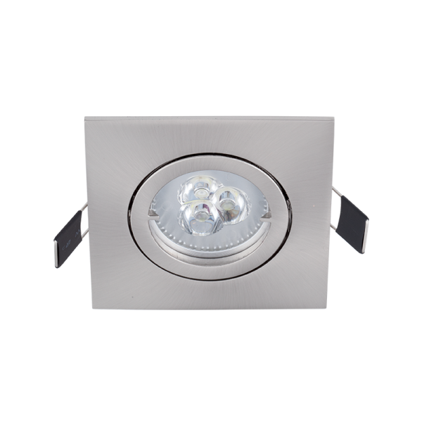 SPOT LED PATRAT METAL 6W GU10 2700K SATIN NICHEL