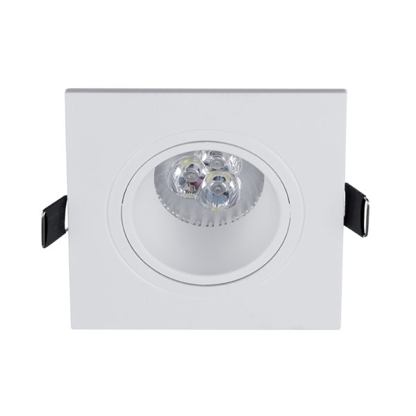 SPOT LED PATRAT PLASTIC 6W GU10 6400K ALB